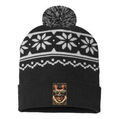 Steampunk Cat Animal Bizarre USA-Made Snowflake Beanie