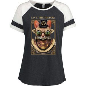 Steampunk Cat Animal Bizarre Enza Ladies Jersey Colorblock Tee