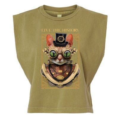 Steampunk Cat Animal Bizarre Garment-Dyed Women's Muscle Tee