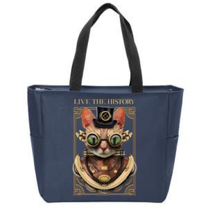 Steampunk Cat Animal Bizarre Zip Tote Bag