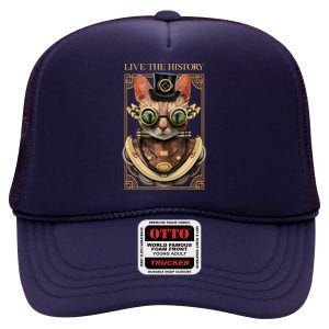 Steampunk Cat Animal Bizarre High Crown Mesh Back Trucker Hat