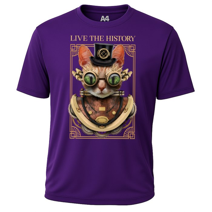 Steampunk Cat Animal Bizarre Cooling Performance Crew T-Shirt