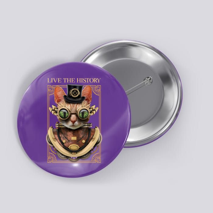 Steampunk Cat Animal Bizarre Button