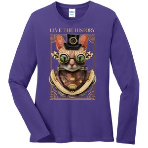 Steampunk Cat Animal Bizarre Ladies Long Sleeve Shirt