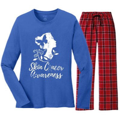 Skin Cancer Awareness Gift Women's Long Sleeve Flannel Pajama Set 