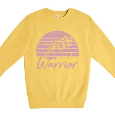 Support Cancer Awareness Butterflies Breast Cancer Warrior Gift Premium Crewneck Sweatshirt