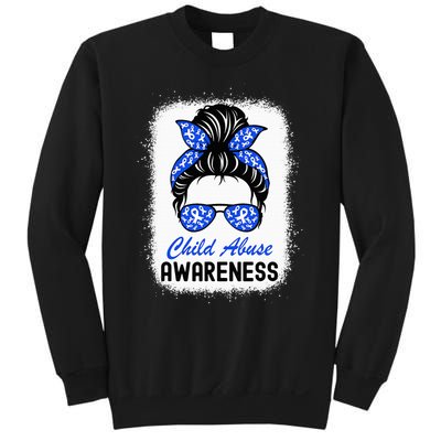 Stop Child Abuse Child Abuse Prevention Awareness Messy Bun Sweatshirt