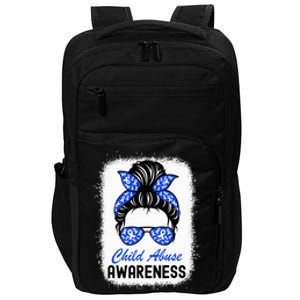 Stop Child Abuse Child Abuse Prevention Awareness Messy Bun Impact Tech Backpack