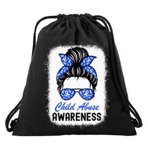 Stop Child Abuse Child Abuse Prevention Awareness Messy Bun Drawstring Bag