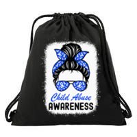 Stop Child Abuse Child Abuse Prevention Awareness Messy Bun Drawstring Bag