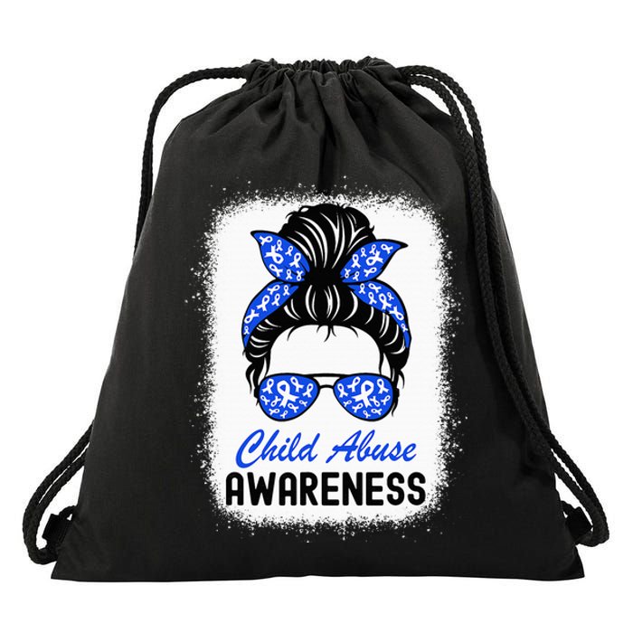 Stop Child Abuse Child Abuse Prevention Awareness Messy Bun Drawstring Bag