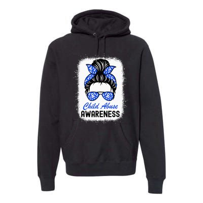 Stop Child Abuse Child Abuse Prevention Awareness Messy Bun Premium Hoodie