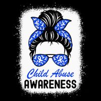 Stop Child Abuse Child Abuse Prevention Awareness Messy Bun 16 in Basic Backpack