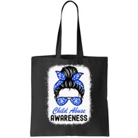 Stop Child Abuse Child Abuse Prevention Awareness Messy Bun Tote Bag