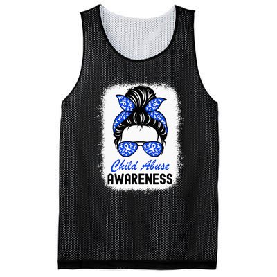 Stop Child Abuse Child Abuse Prevention Awareness Messy Bun Mesh Reversible Basketball Jersey Tank