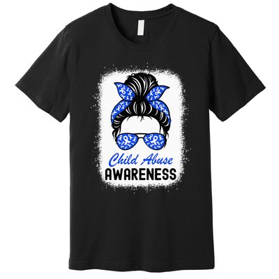 Stop Child Abuse Child Abuse Prevention Awareness Messy Bun Premium T-Shirt