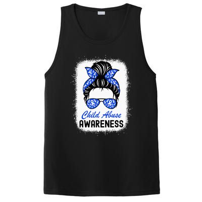 Stop Child Abuse Child Abuse Prevention Awareness Messy Bun PosiCharge Competitor Tank