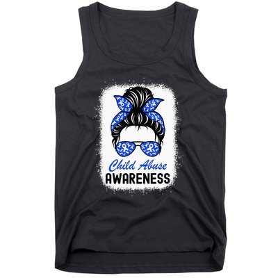 Stop Child Abuse Child Abuse Prevention Awareness Messy Bun Tank Top