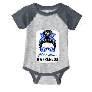 Stop Child Abuse Child Abuse Prevention Awareness Messy Bun Infant Baby Jersey Bodysuit