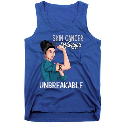 Skin Cancer Awareness Warrior Unbreakable Support Gift Tank Top