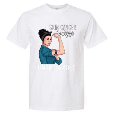 Skin Cancer Awareness Warrior Unbreakable Support Gift Garment-Dyed Heavyweight T-Shirt