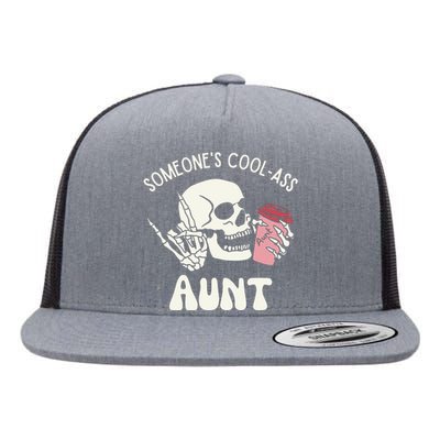 SomeoneS Cool Ass Aunt Cool Auntie Club Skull Skeleton Flat Bill Trucker Hat