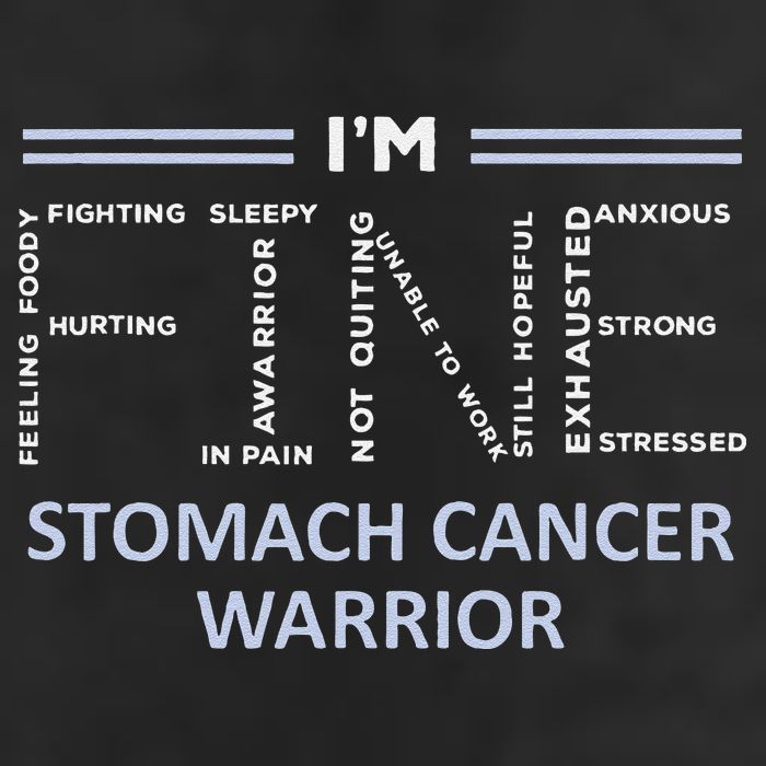 Stomach Cancer Awareness I´M Fine Periwinkle Ribbon Fighter 7 Panel Mesh Trucker Snapback Hat