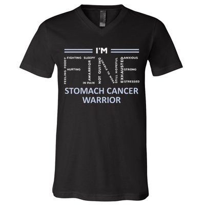 Stomach Cancer Awareness I´M Fine Periwinkle Ribbon Fighter V-Neck T-Shirt