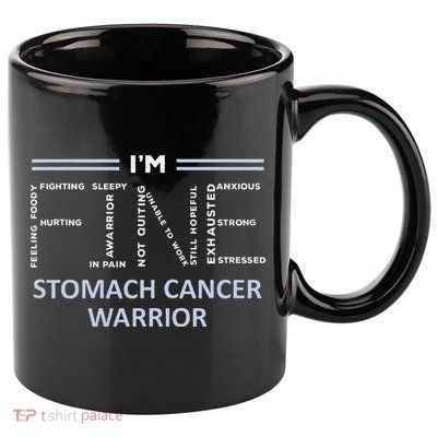 Stomach Cancer Awareness I´M Fine Periwinkle Ribbon Fighter 11oz C Handle Ceramic Mug