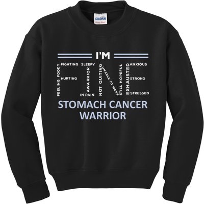 Stomach Cancer Awareness I´M Fine Periwinkle Ribbon Fighter Kids Sweatshirt