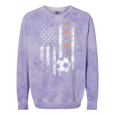 Soccer Coach American Flag Design Soccer Trainer Coaching Colorblast Crewneck Sweatshirt