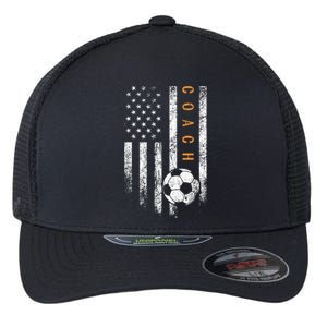 Soccer Coach American Flag Design Soccer Trainer Coaching Flexfit Unipanel Trucker Cap