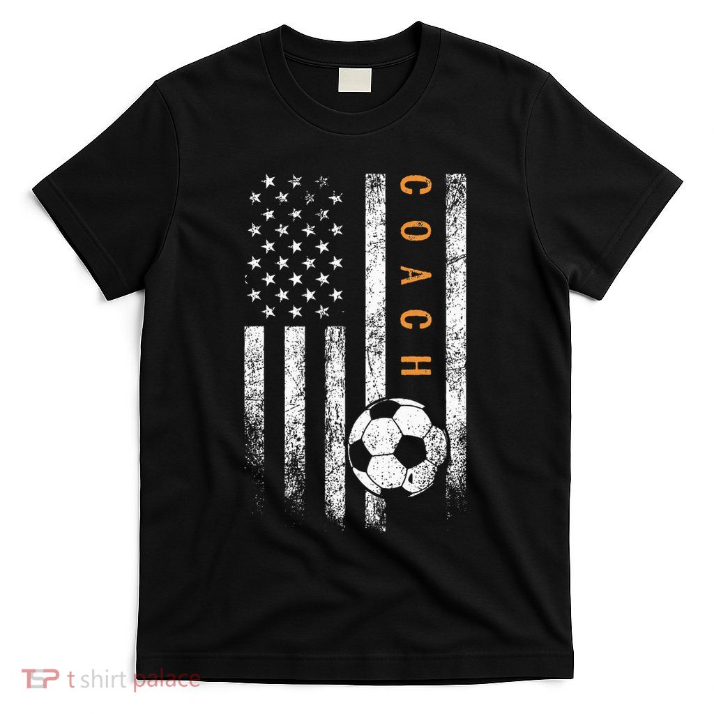 Soccer Coach American Flag Design Soccer Trainer Coaching T-Shirt