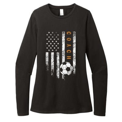 Soccer Coach American Flag Design Soccer Trainer Coaching Womens CVC Long Sleeve Shirt