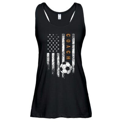 Soccer Coach American Flag Design Soccer Trainer Coaching Ladies Essential Flowy Tank