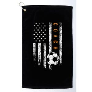 Soccer Coach American Flag Design Soccer Trainer Coaching Platinum Collection Golf Towel