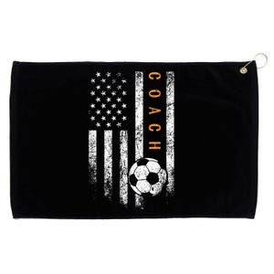 Soccer Coach American Flag Design Soccer Trainer Coaching Grommeted Golf Towel