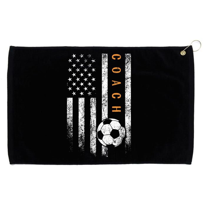 Soccer Coach American Flag Design Soccer Trainer Coaching Grommeted Golf Towel