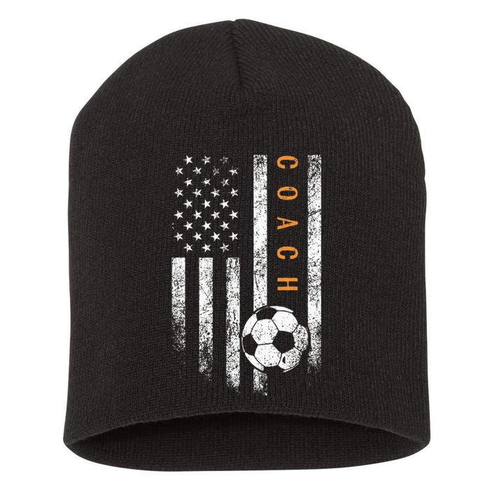 Soccer Coach American Flag Design Soccer Trainer Coaching Short Acrylic Beanie