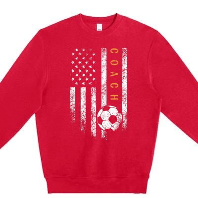 Soccer Coach American Flag Design Soccer Trainer Coaching Premium Crewneck Sweatshirt