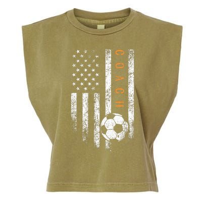 Soccer Coach American Flag Design Soccer Trainer Coaching Garment-Dyed Women's Muscle Tee