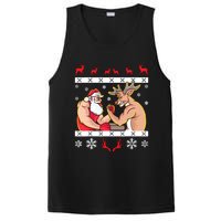 Santa Claus And Reindeer Arm Wrestling Ugly Christmas PosiCharge Competitor Tank