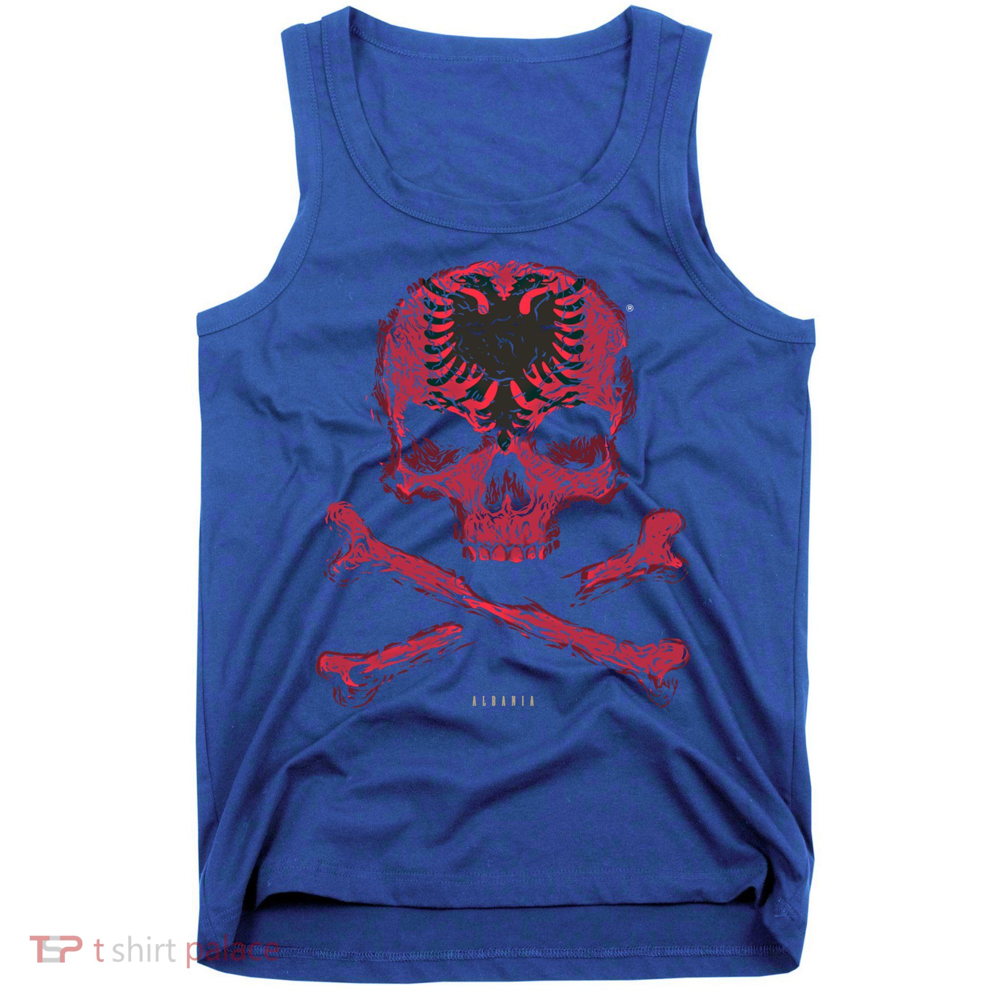 Skull Crossbones Albania Flag Skeleton Albanian Heart Great Gift Tank Top