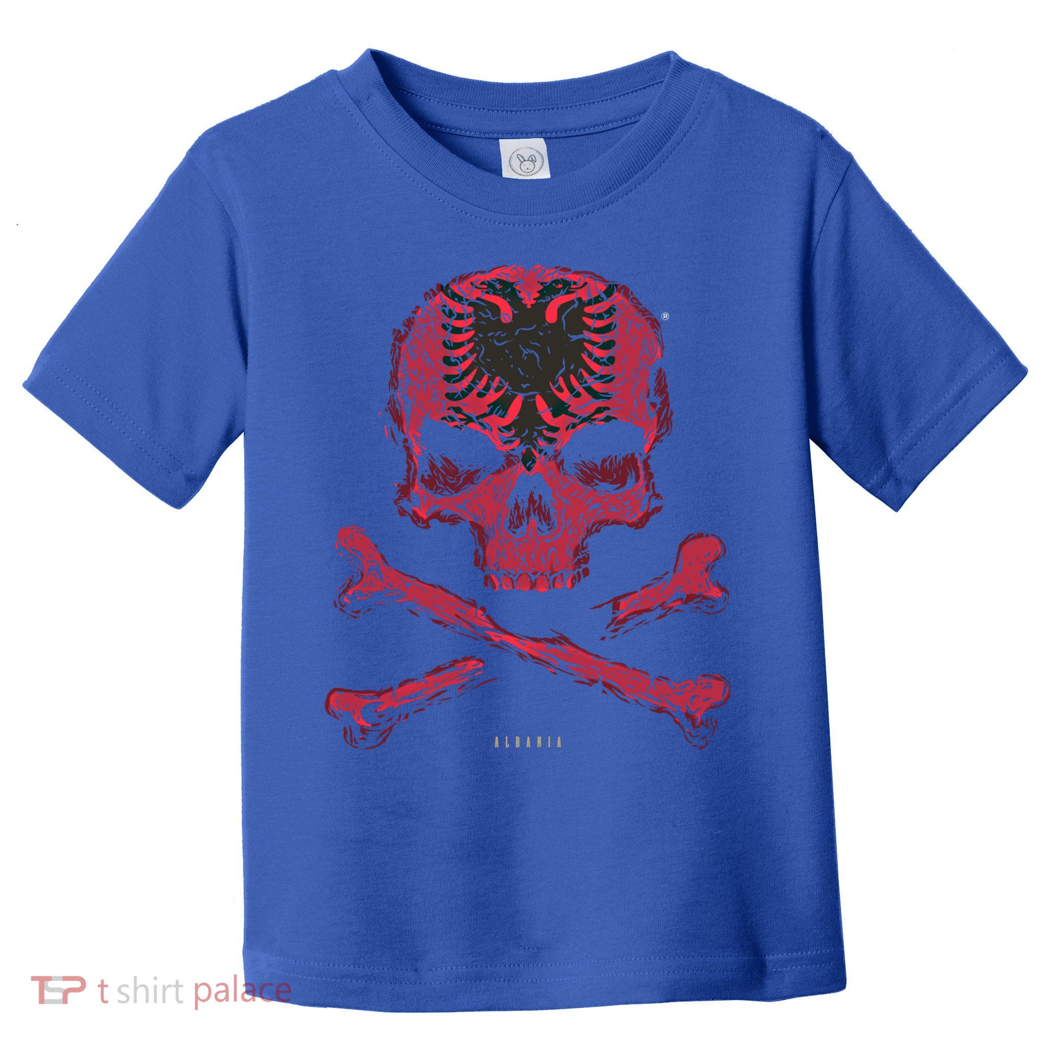 Skull Crossbones Albania Flag Skeleton Albanian Heart Great Gift Toddler T-Shirt