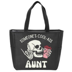 SomeoneS Cool Ass Aunt Cool Auntie Club Skull Skeleton Zip Tote Bag