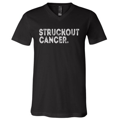 Struckout Cancer Awareness Walk Baseball For Men Women V-Neck T-Shirt