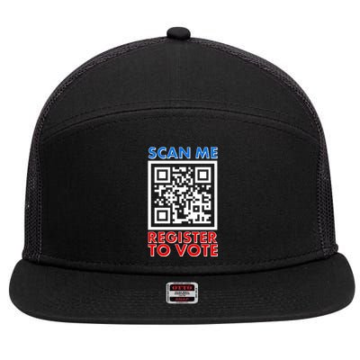 Scan Me QR Code Register To Vote 7 Panel Mesh Trucker Snapback Hat