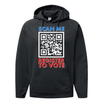 Scan Me QR Code Register To Vote Performance Fleece Hoodie