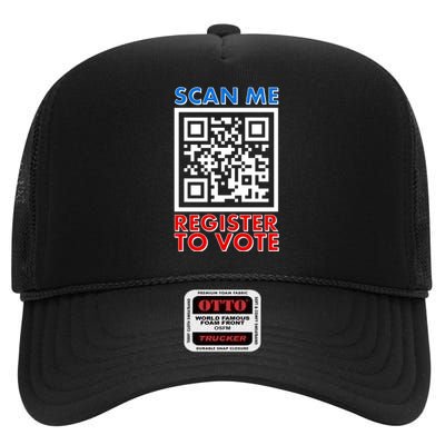 Scan Me QR Code Register To Vote High Crown Mesh Back Trucker Hat