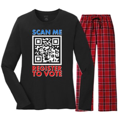 Scan Me QR Code Register To Vote Women's Long Sleeve Flannel Pajama Set 